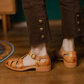 Zapatos de pescador de diseñador, sandalias de gladiador auténticas, zapatos retro de punto suave con hebilla gruesa